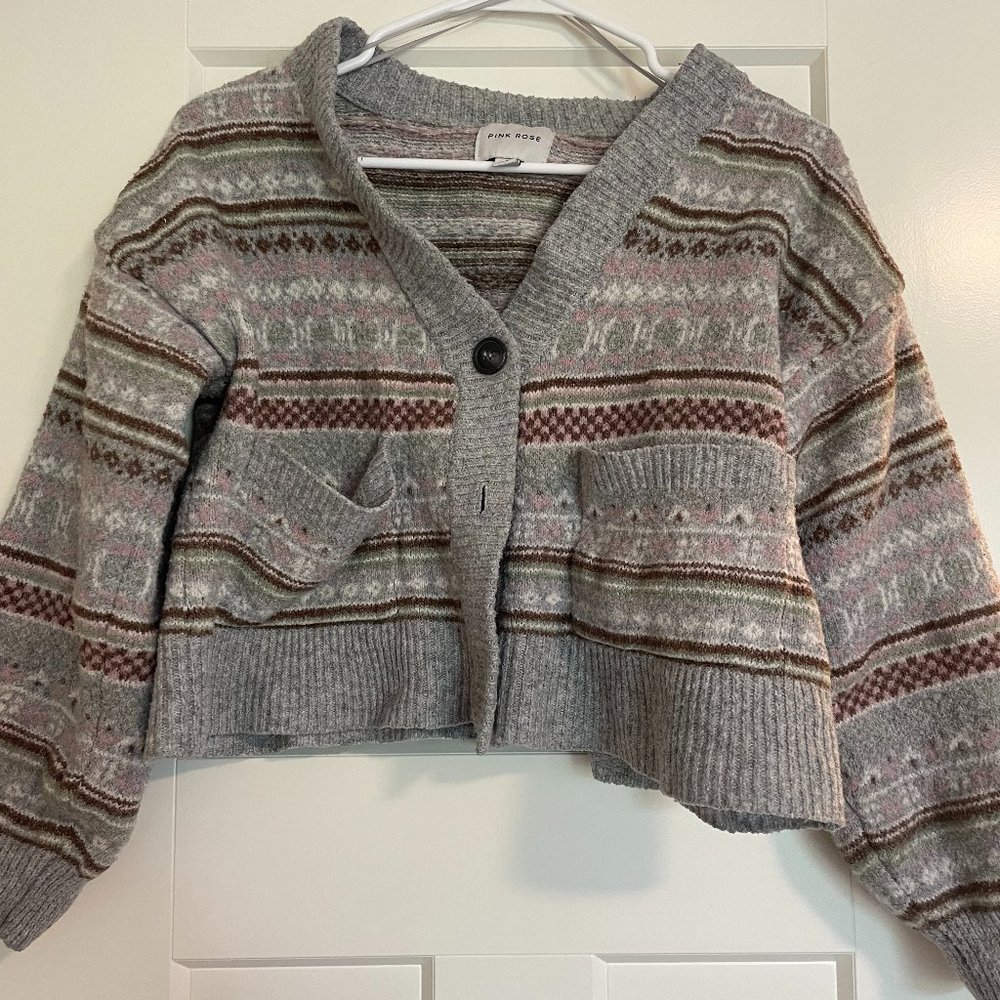 Pink cropped cardigan (Matching vest listed on profile)